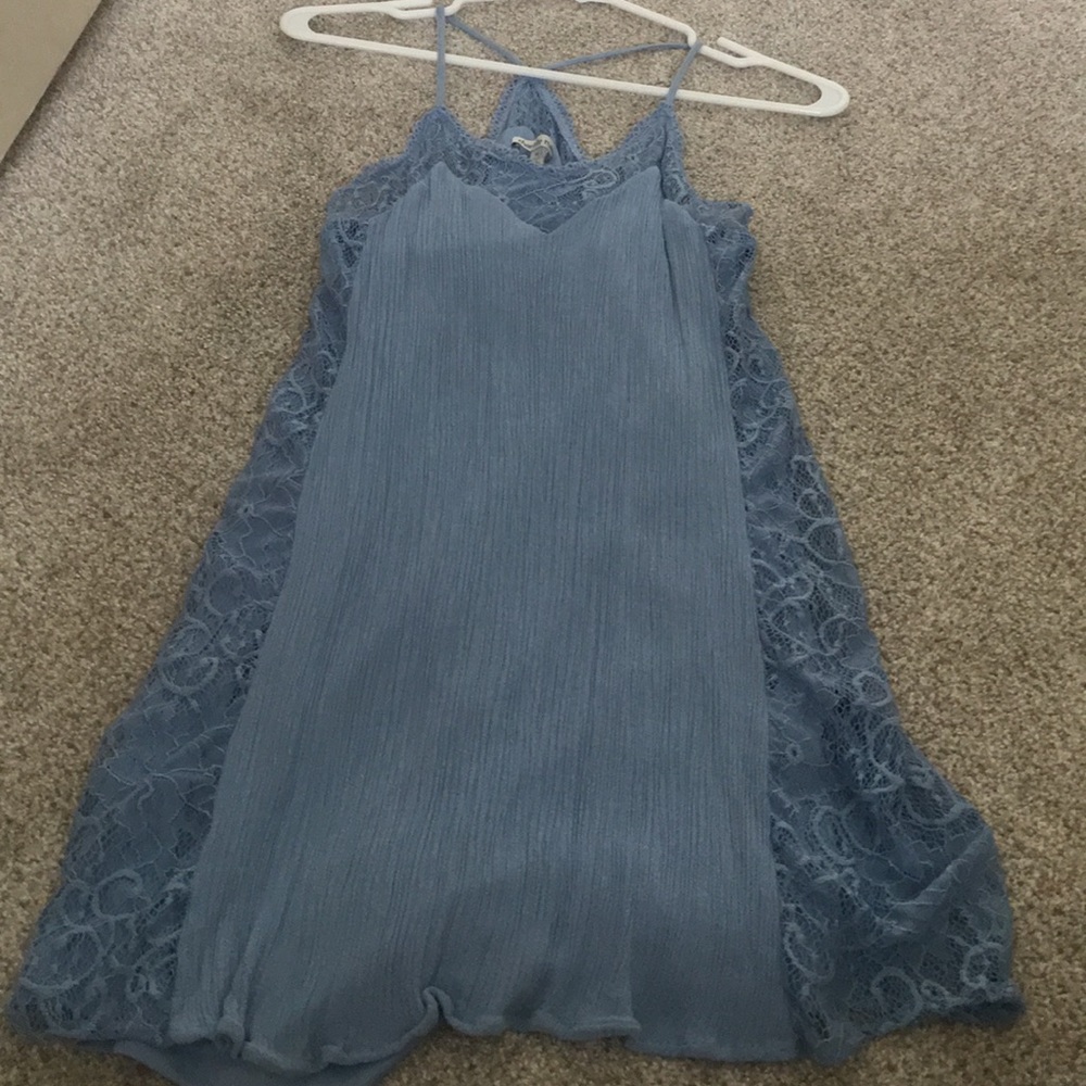 Charolette russe light blue dress with lace trim